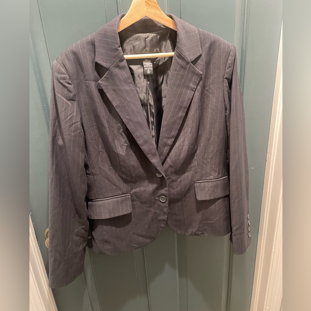 New York and Company, grey pinstripe blazer.